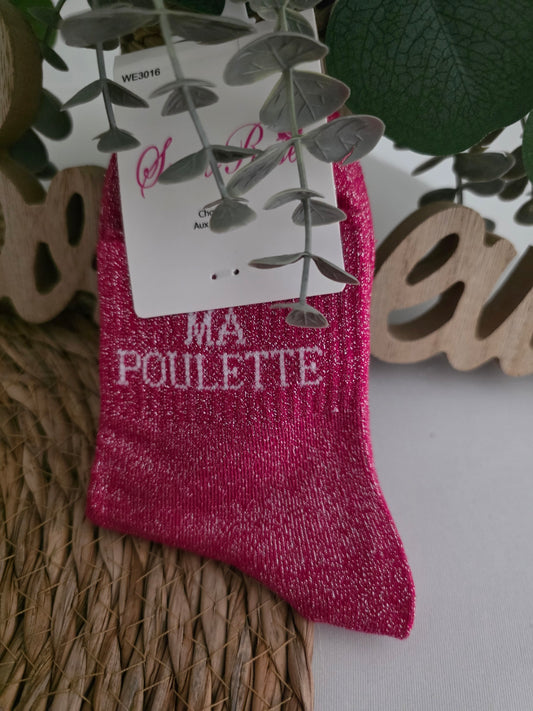 MA POULETTE - Chaussette à Paillette Enfant Fuschia