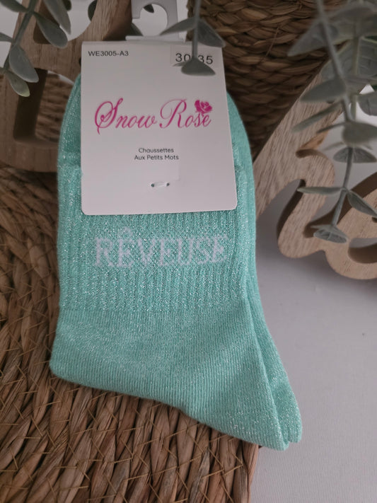 REVEUSE - Chaussette à Paillette Enfant Menthe