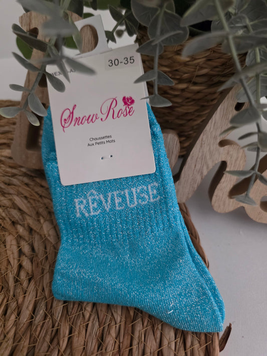 REVEUSE - Chaussette à Paillette Enfant Bleu