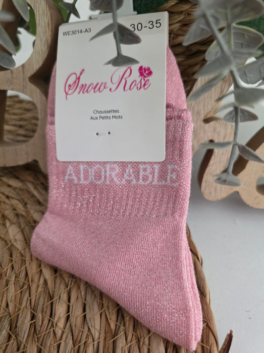ADORABLE - Chaussette à Paillette Enfant Rose