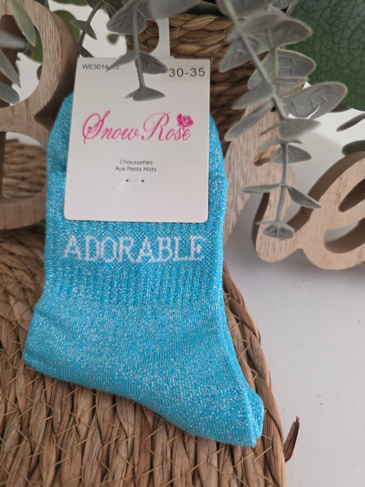 ADORABLE - Chaussette à Paillette Enfant Bleu