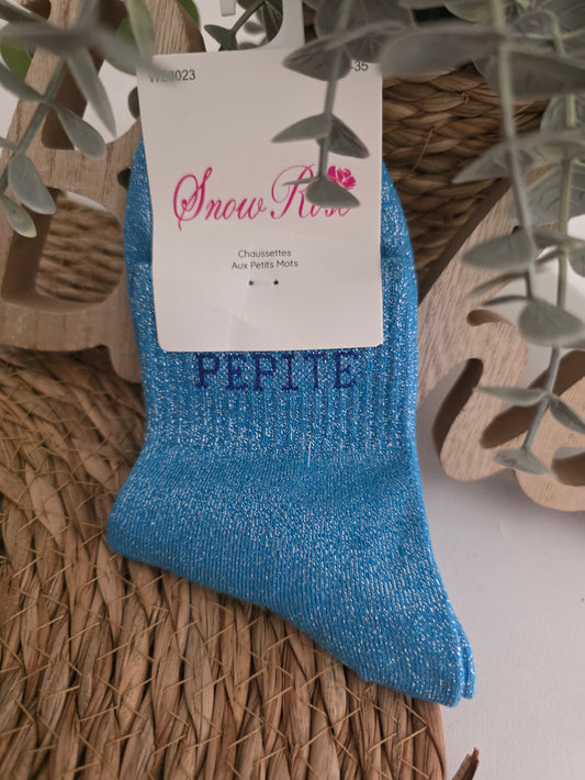 PEPITE - Chaussette à Paillette Enfant Bleu
