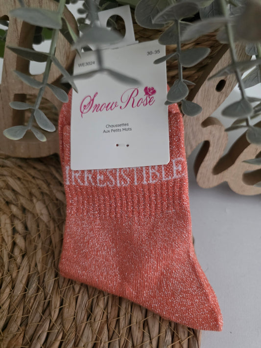 IRRESISTIBLE - Chaussette à Paillette Enfant Corail