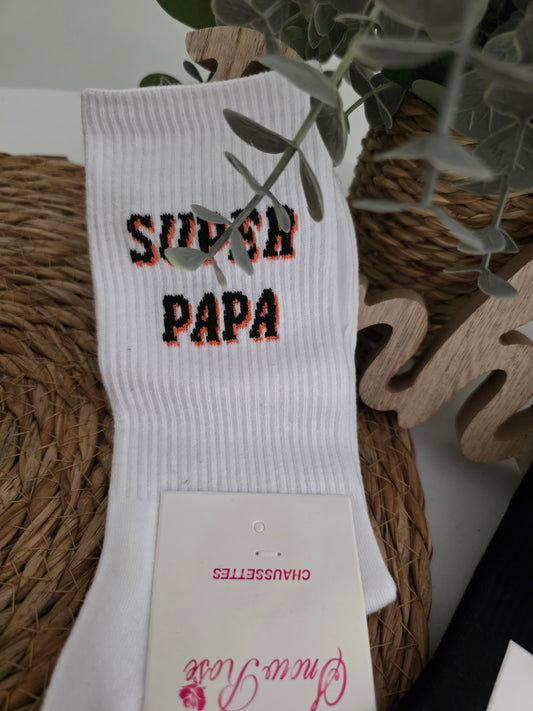 Nos Chaussettes à Message ! Super Papa Blanc