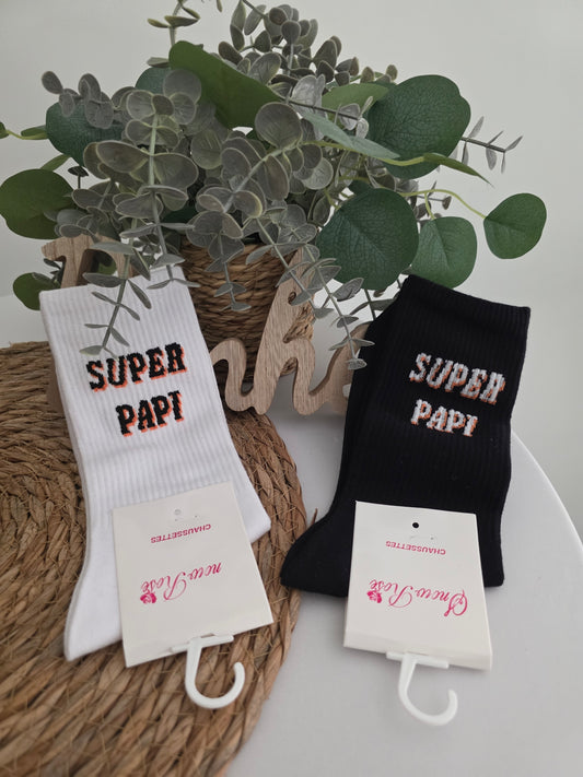 Nos Chaussettes à Message ! Super Papi Noir