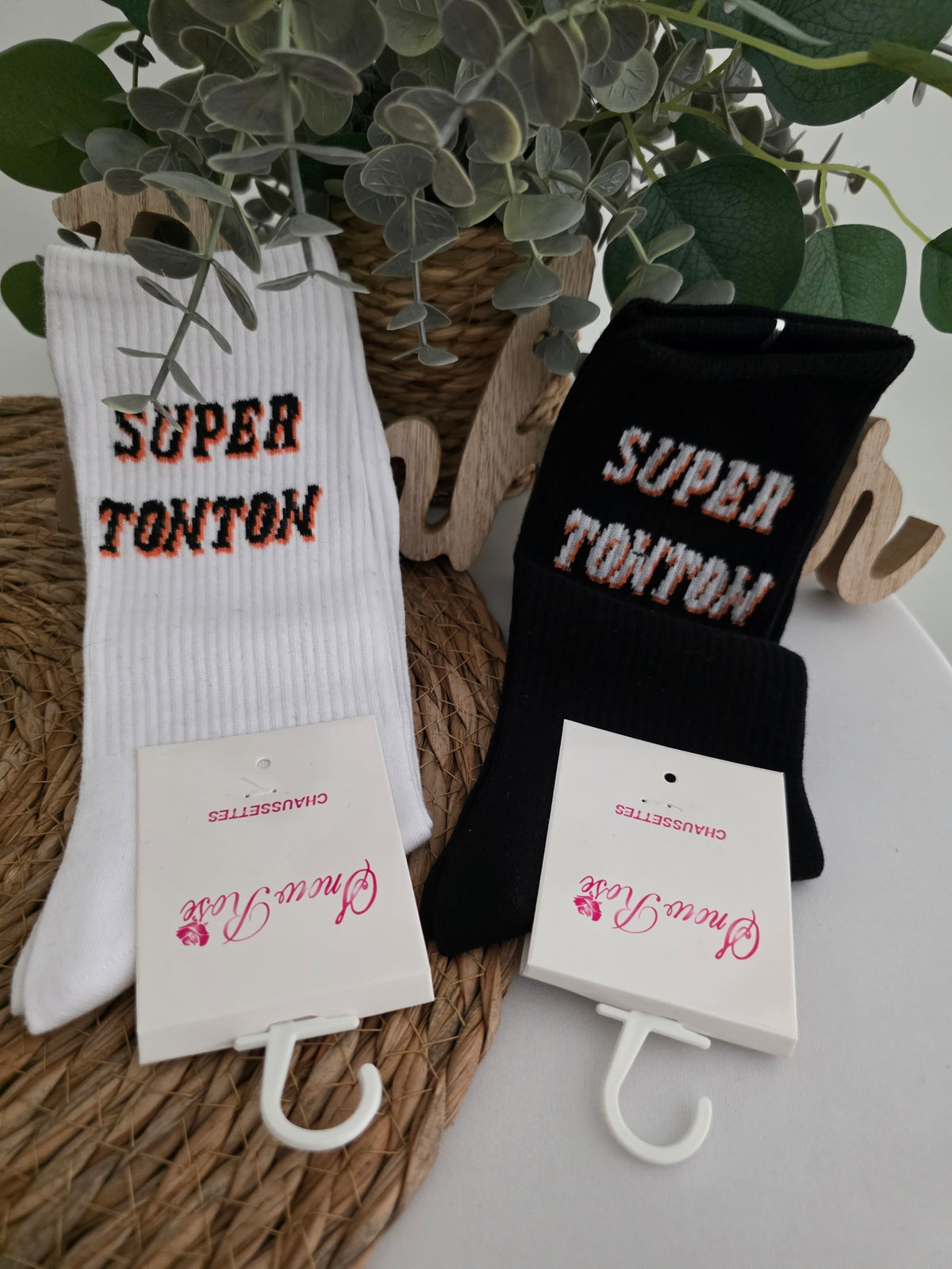Nos Chaussettes à Message ! Super Tonton Blanc