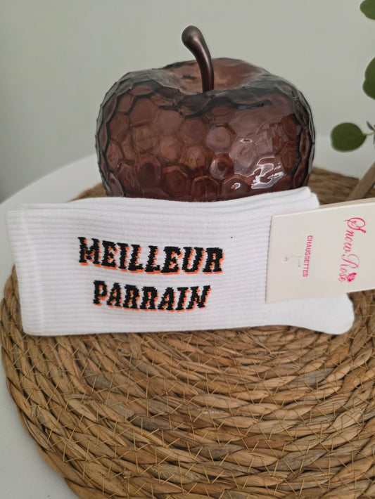 Nos Chaussettes à Message ! Meilleur Parrain Blanc